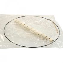 Itens Anel decorativo, metal, contas de madeira, Ø30cm, preto, branco, natural, conjunto de 4
