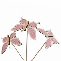 Itens Borboleta rosa palitos decorativos de madeira 7,5 cm 28 cm 12 unidades