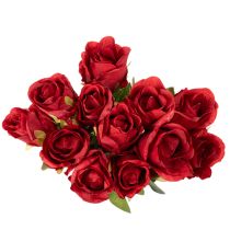 Itens Rosa artificial com haste longa, flor artificial vermelha, 62 cm, 12 peças