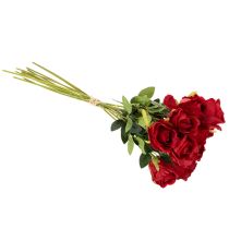 Itens Rosa artificial com haste longa, flor artificial vermelha, 62 cm, 12 peças