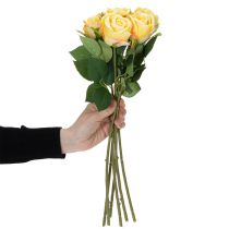 Itens Arranjo floral de buquê de rosas para decoração elegante da sala de estar, 44cm, 6 peças.