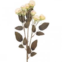 Rosas artificiais murchas Drylook 9 pétalas creme 69cm