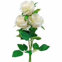 Rosa branca em uma haste flor de seda rosa artificial 3 peças