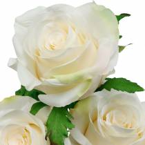 Rosa branca em uma haste flor de seda rosa artificial 3 peças