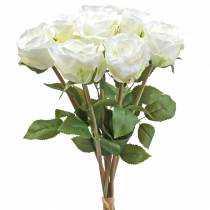 Itens Flores decorativas de seda rosa em um buquê creme 36 cm 8 unidades