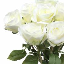 Itens Flores decorativas de seda rosa em buquê creme 36 cm 8 unidades