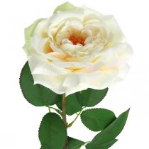 Rosa de damasco branco cremoso, flor de seda, rosas artificiais L72cm Ø12cm