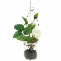 Itens Rosa em vidro branco Alt.23cm