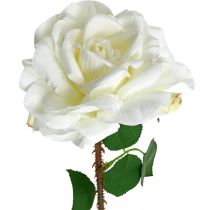 Rosa Branca Falsa Rosa em Caule Flor de Seda Falsa Rosa L72cm Ø13cm
