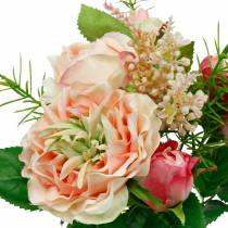 Itens Buquê de rosas artificiais em um ramo de buquê de flores de seda rosa