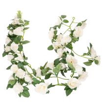 Itens Guirlanda de rosas artificiais com flores brancas para decoração, 170 cm