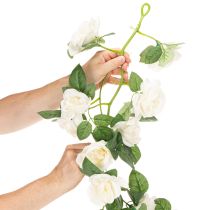 Itens Guirlanda de rosas artificiais com flores brancas para decoração, 170 cm