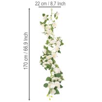 Itens Guirlanda de rosas artificiais com flores brancas para decoração, 170 cm
