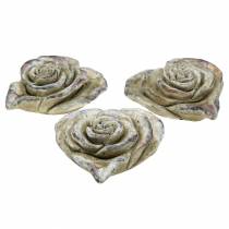 Coração rosa de concreto cinza, violeta Ø13 H5cm 3 unidades