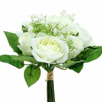 Bouquet de rosas com gipsófila branca 26cm