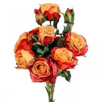 Itens Buquê de rosas rosas artificiais flores de seda laranja cacho 53cm