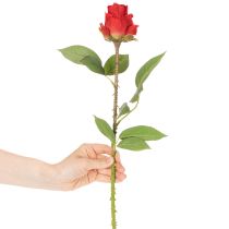 Itens Ramo de rosa artificial de seda, rosa vermelha, 72 cm, 3 peças