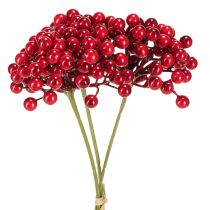 Itens Decoração de Natal com Frutos Vermelhos, Ramo de 27cm, Buquê com 3 unidades