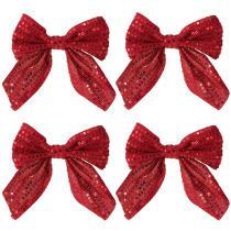 Itens Laços de veludo vermelho, laços de presente com lantejoulas, 12 cm, 4 peças