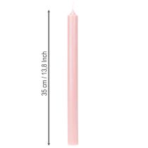 Itens Velas rústicas cônicas, cor sólida rosa, 350/28 mm, pacote com 4 unidades.