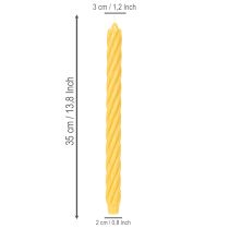 Itens Velas rústicas torcidas, velas altas e cônicas, amarelo sólido, 350/28 mm, conjunto de 4 peças.