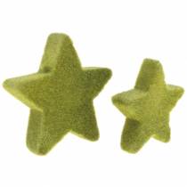 Itens Estrelas de decoração espalhadas flocadas verde musgo 4cm/5cm 40p