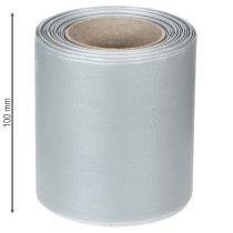 Itens Fita de cetim prateada para coroas de flores, 100 mm de largura, 25 m de comprimento, para coroas de flores fúnebres, coroas memoriais e aniversários, resistente às intempéries e compostável.