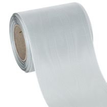 Itens Fita de cetim prateada para coroas de flores, 100 mm de largura, 25 m de comprimento, para coroas de flores fúnebres, coroas memoriais e aniversários, resistente às intempéries e compostável.