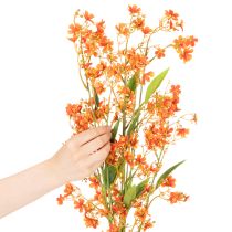 Itens Conjunto de 3 peças com galhos de orquídea artificial laranja em filigrana, 110 cm de diâmetro.