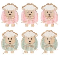 Itens Ovelhas decorativas de madeira, figuras fofas para decoração de primavera e Páscoa, enfeite de mesa, 11 cm, 6 peças