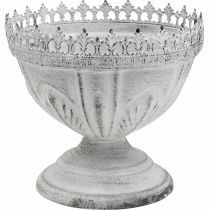 Copo decorativo tigela decorativa de metal branco com aro coroa H15cm