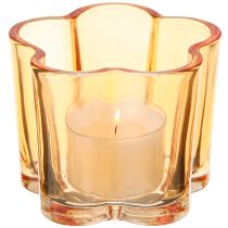 Itens Tigela de vidro porta-velas flor laranja Ø7,5cm H6cm 6 unidades