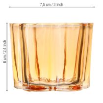Itens Tigela de vidro porta-velas flor laranja Ø7,5cm H6cm 6 unidades