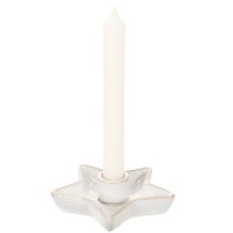 Itens Castiçal em forma de estrela de cerâmica, branco, para velas finas, 12 cm, 2 peças