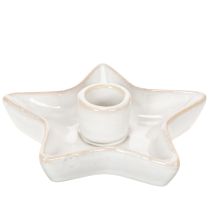 Itens Castiçal em forma de estrela de cerâmica, branco, para velas finas, 12 cm, 2 peças