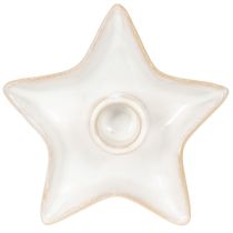 Itens Castiçal em forma de estrela de cerâmica, branco, para velas finas, 12 cm, 2 peças