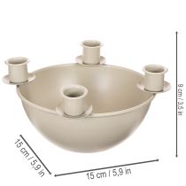 Itens Castiçal com 4 suportes, coroa do Advento moderna, bege, 15 cm