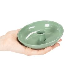 Itens Castiçal decorativo de metal verde, para velas finas, 13 cm