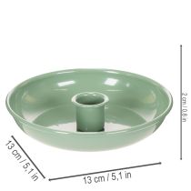 Itens Castiçal decorativo de metal verde, para velas finas, 13 cm