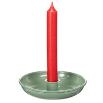Itens Castiçal decorativo de metal verde, para velas finas, 13 cm