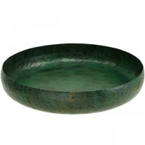 Grande tigela decorativa verde tigela antiga metal Ø38cm H7cm