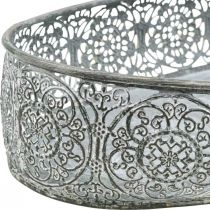 Itens Tigela decorativa padrão de metal cinza oval L36cm/33,5cm conjunto de 2