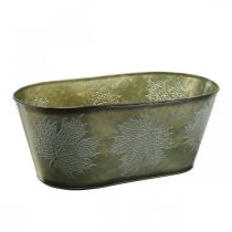 Itens Vaso de plantador para o outono, decoração de metal com decoração de folha verde C38cm Alt.15cm