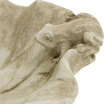 Itens Banho de pássaro com sapos, figura de jardim de concreto, folha de lótus de banho de pássaro L21cm A7cm