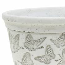 Vaso de plantas branco com borboletas 17cm x 12cm H8cm 2pcs