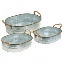 Itens Vaso para plantas com asas, tigela de ervas, base de arranjo prateada, castanho L39/35,5/32 cm A10/8,5/7 cm conjunto de 3