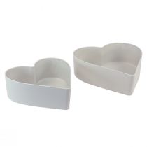 Tigela coração tigela decorativa de plástico branco cinza 24/21cm conjunto de 2