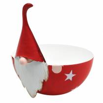 Itens Tigela decorativa gnomo vermelho, metal branco Ø14cm A16cm Tigela Papai Noel