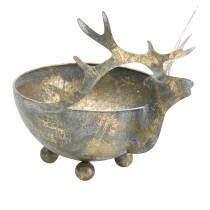 Itens Tigela com cabeça de rena metal antigo dourado Ø14cm