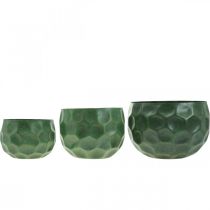 Itens Vaso decorativo de metal verde vintage plantador Ø25 / 20,5 / 16,5 cm conjunto de 3
